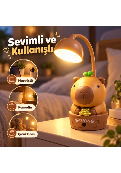 Kapibara Kalemtraşlı Şarjlı Led Masa Lambası, 2 Farklı Işık Modlu, 250 Mah Bataryalı, Esnek Boyunlu, Gizli Kalemtraşlı, Çocuk Odası Ve Masaüstü İçin Dekoratif Gece Lambası, Kml94 Kahverengi Kapibara Kalemtraşlı Şarjlı Led Masa Lambası, 2 Farklı Işık Modlu, 250 Mah Bataryalı, Esnek Boyunlu, Gizli Kalemtraşlı, Çocuk Odası Ve Masaüstü İçin Dekoratif Gece Lambası, Kml94 Kahverengi