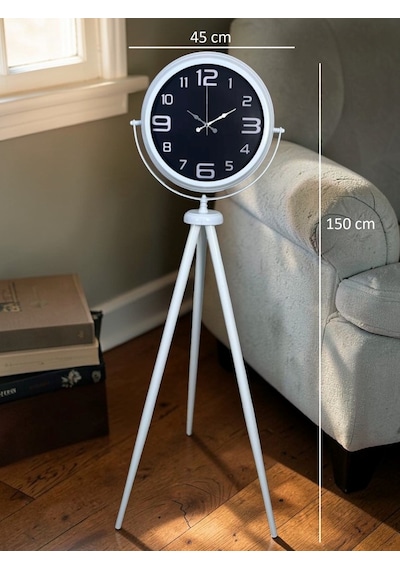 Kontrast Tasarım Beyaz Tripod Ayaklı Saat