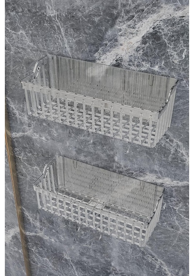 Banyor Yapışkanlı Banyo Rafı, 2'li Banyo Düzenleyici Organizer Banyo Duş Rafı Şampuanlık, Plsti Diğer