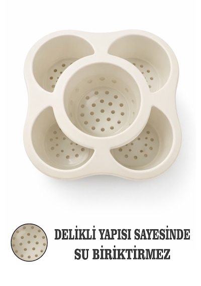 Mutfak Tezgah Üstü Kaşıklık Ve Düzenleyici 5 Bölmeli Çok Amaçlı Plastik Organizer Papatya 16x16cm Bej