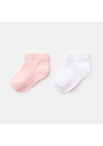 Biorganic Bibaby Organik Çorap Soket 2li Summer Pembe - Beyaz-10152 Pembe