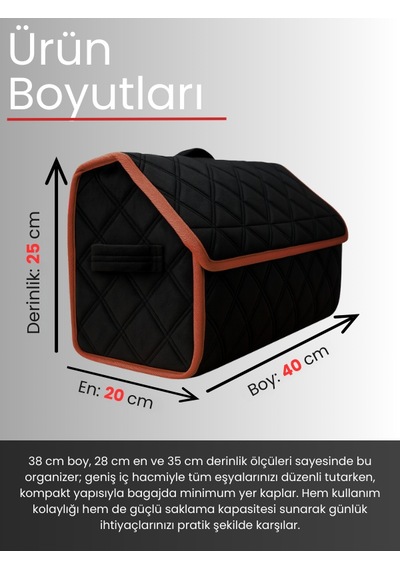 Araç Bagaj Düzenleyici Organizer Tay Tüyü Kaymaz Cırt Bantlı Geniş Hacimli Çanta A4