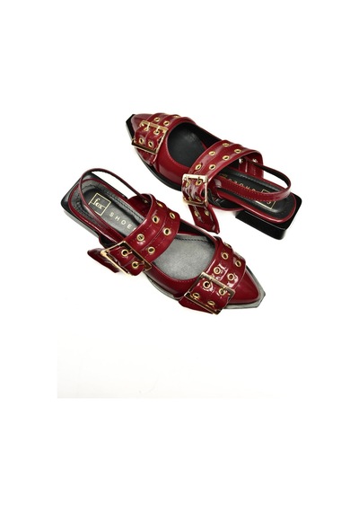 Fox Shoes U518600108 Bordo Rugan Alçak Topuklu Kadın Ayakkabı Bordo