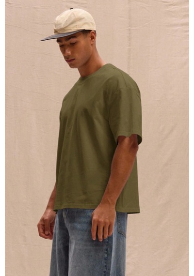 Cool Tarz Erkek %100 Organik Pamuklu Kalın Dokulu Comfort Fit Bisiklet Yakalı T-shirt Haki Haki Cool Tarz Erkek %100 Organik Pamuklu Kalın Dokulu Comfort Fit Bisiklet Yakalı T-shirt Haki Haki