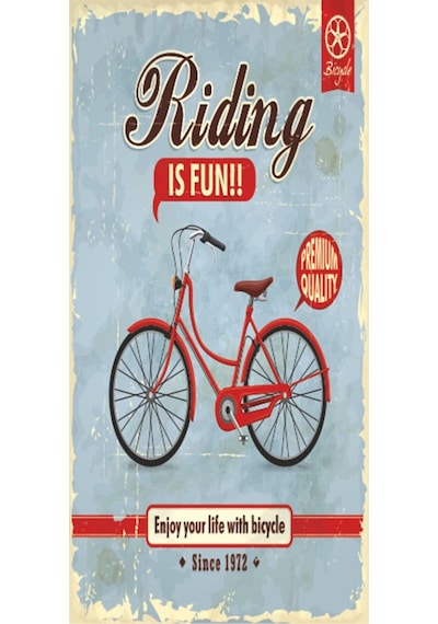riding is fun bisiklet (10 CM X 20 CM) mini retro ahşap poster