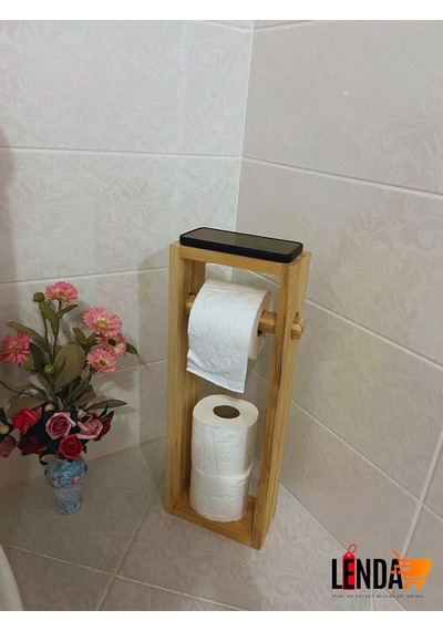 Doğal Desenli Dekoratif Tuvalet Kağıtlığı Çam Ağacından Üretilmiştir Bej