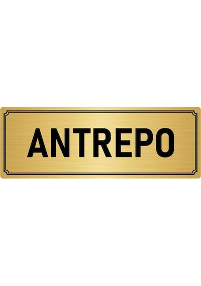 Metal Yönlendirme Levhası, Departman Kapı İsimliği Antrepo 10x20 cm Altın Renk