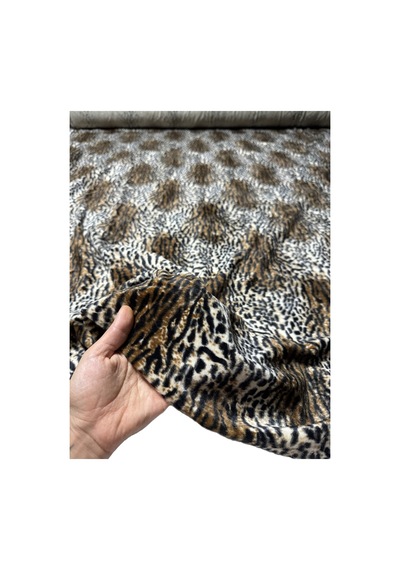 Leopar Desenli Yumuşak Peluş Kürk Kışlık Kumaş 150 Cm En Ceket, Mont, Kürk, Kaban, Hırka Kaplan