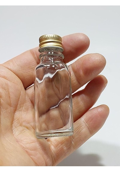 Sampex 10 Adet 20ml Cam Şişe Küçük Gold Metal Kapaklı Çok Amaçlı Shot Şişesi, Dafd336