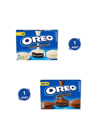 Oreo Sütlü Çikolata Kaplamalı Vanilyalı + Beyaz Çikolata Kaplamalı Vanilyalı Bisküvi 2 x 246 G