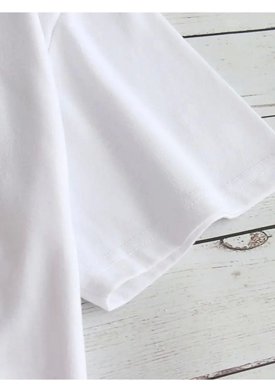 Modi Baskılı Oversize Bisiklet Yaka T-shirt - Beyaz - Mymg158840
