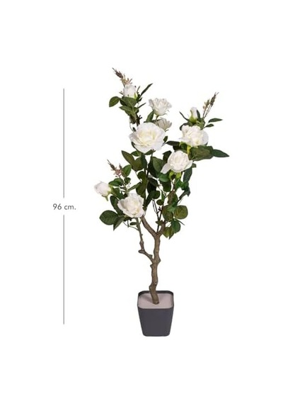 Yapay Gül Ağacı Yeşil-beyaz 96 Cm.