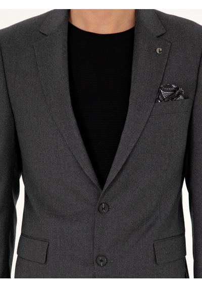 Cacharel Antrasit Slim Fit Yün Karışımlı Ceket Gri