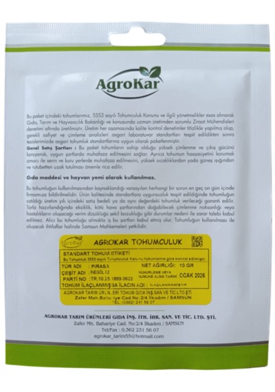 Pırasa Tohumu 10 Gr 1 Paket