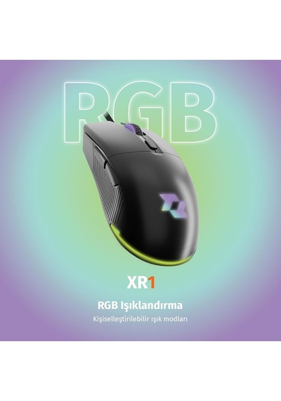 Xr1 Kablolu Oyuncu Mouse, 12800 Dpı, Rgb Aydınlatma, 6 Tuş, Ergonomik Tasarım, Pc Ve Laptop Uyumlu, Gaming Fare Siyah