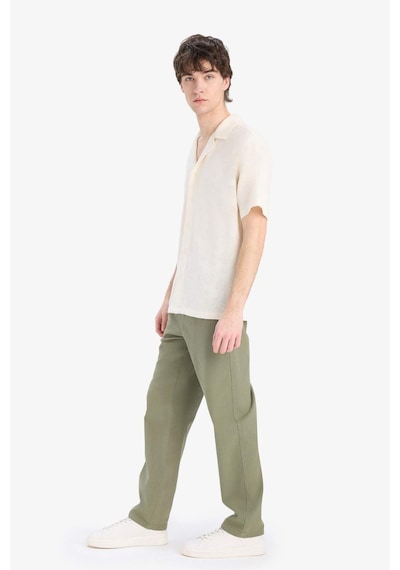 Defacto Bol Rahat Kesim Wide Leg Yazlık Keten Pantolon C2727AX25SP Haki