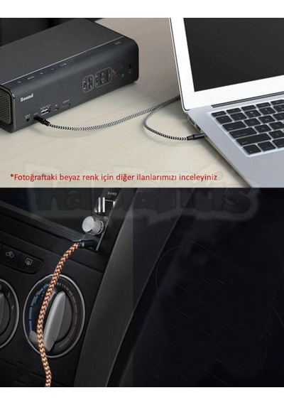 Diwu Aux Stereo 3.5Mm Data Ses Örgü Kablo Bakır