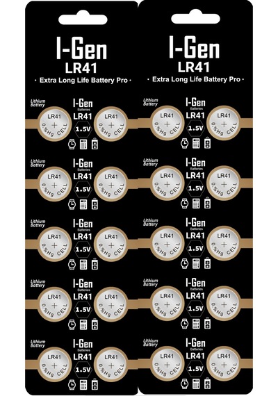 I-gen Lr41 1.5v Alkalin Düğme Pil Ag3, G3, 192, L736 20'li Paket