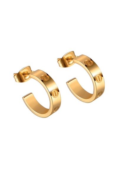 Chavin Gold Vidalı Tasarım Kadın Çelik Küpe Eh81sr Gold