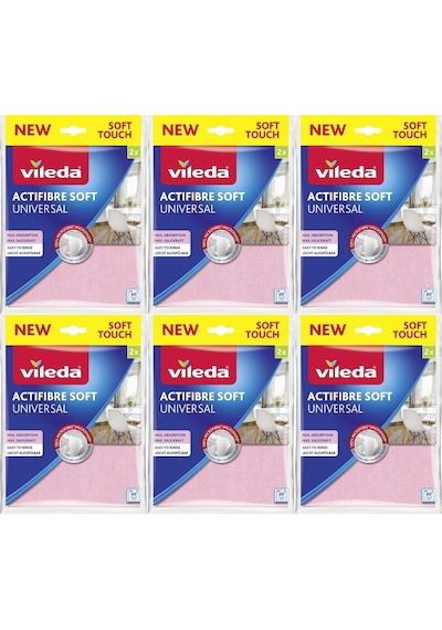 Vileda Actifibre Soft Universal New Soft Touch Paket İçi 2 Li 6lı Beyaz - Pembe