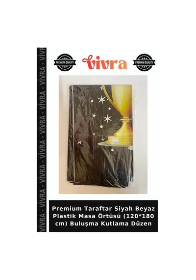 Premium Taraftar Siyah Beyaz Plastik Masa Örtüsü 120 180 Cm Buluşma Kutlama Düzen Beyaz - Siyah