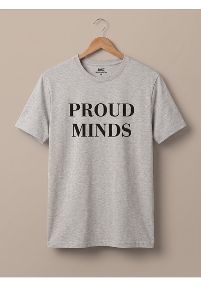 Maccali Erkek Gri Proud Minds Baskılı Bisiklet Yaka Bol Kesim Tişört