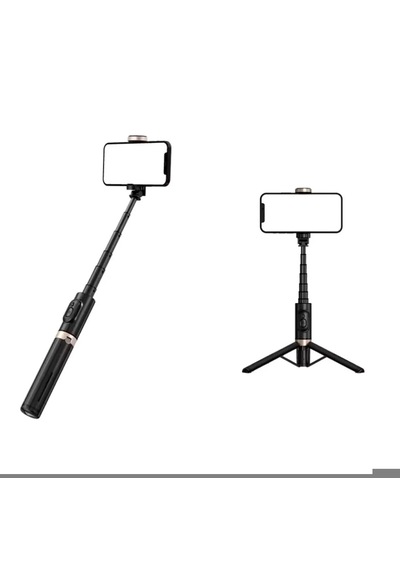 T17 Bluetooth Kumanda Özellikli Ayarlanabilir Uzunluk Stabil Selfi Çubuğu Mini Tripod 73 Cm 1 ADET