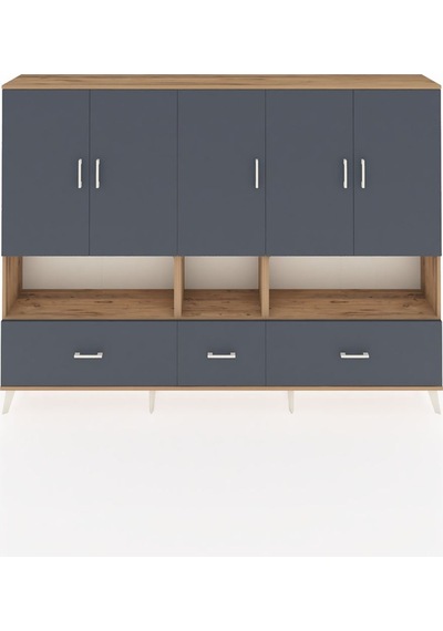 Arges Dolap 12 Raflı 3 Çekmeceli 5 Kapaklı 220x30x163 Çam-antrasit Antrasit - Atlas Çam Arges Dolap 12 Raflı 3 Çekmeceli 5 Kapaklı 220x30x163 Çam-antrasit Antrasit - Atlas Çam