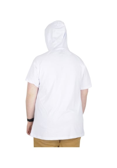 Mode Xl Büyük Beden T-Shirt Kapşonlu Barcode 22178 Beyaz 001