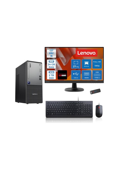 Lenovo ThinkCentre Neo 50T Gen 6 2713BD007WTR27F09 Ultra 7 265 24 GB 2 TB SSD RX550 27" Free Dos Masaüstü Bilgisayar + USB Bellek