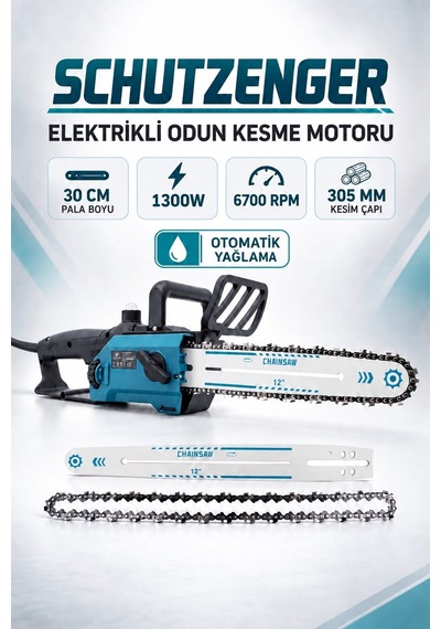 Elektrikli Odun Kesme Hızar Motoru 30cm Pala 1300w Otomatik Yağlamalı Sistem German