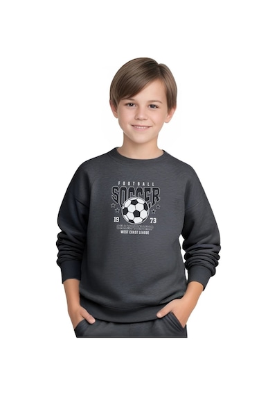 Fyk Kids Erkek Çocuk Soccer Baskılı Bisiklet Yaka Eşofman Takımı Füme