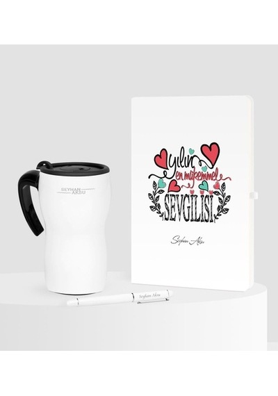 Kişiye Özel Yılın En Mükemmel Sevgilisi Temalı Beyaz Defter Kalem (397195188)