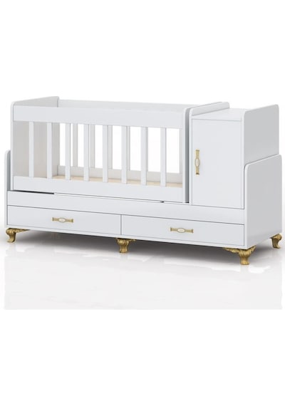 Yataklı, Mdf Korkuluklu, Anne Yanı, Dolaplı, Çekmeceli, Büyüyen, Sallanır Beşik 60 X 120 Altın Ayak Gri Uyku Seti Yataklı, Mdf Korkuluklu, Anne Yanı, Dolaplı, Çekmeceli, Büyüyen, Sallanır Beşik 60 X 120 Altın Ayak Gri Uyku Seti