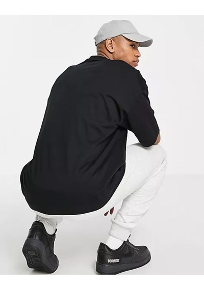 Flood Of Style Erkek Siyah Belair Baskılı Oversize Tshirt