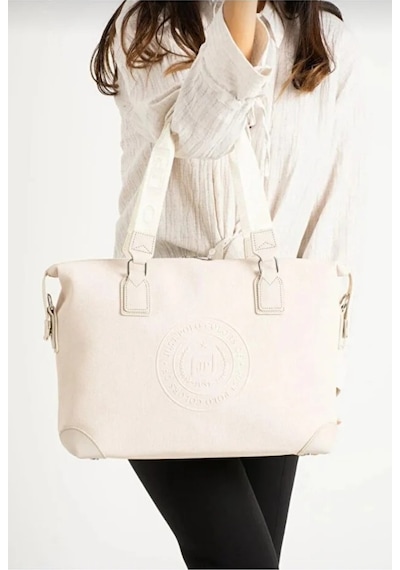 Just Polo Kadın Yeni Sezon Büyük Boy Lüks El Ve Omuz Çantası Shoulder Bag Ebat: 33 X 40 Cm Krem