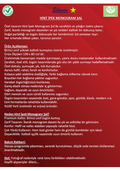Premium Lux Original Monogram Şal İpek Vual, Yüksek Kalite, Hafif, Rahat, Şık, Tesettür, Shawl Haki - Yeşil