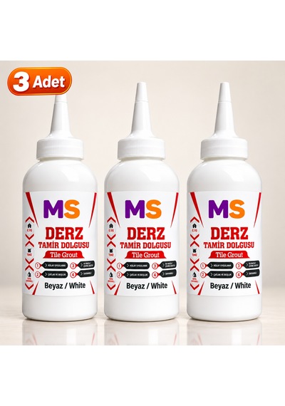 3 Adet Beyaz Hazır Derz Arası Tamir Dolgusu 220 Gr Fayans Seramik Mermer Yenileyici Yenileme Dolgu