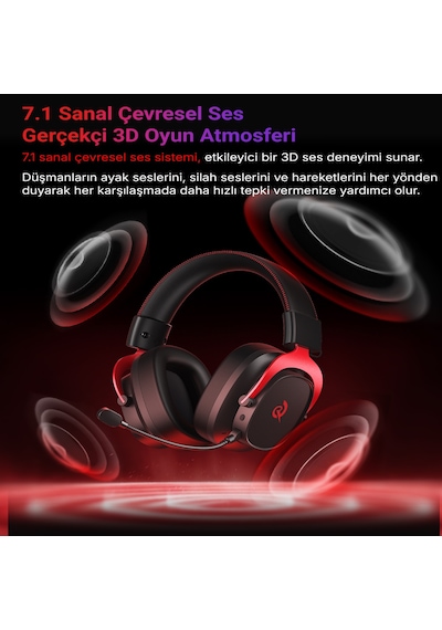 Heroad Vt200 6.0 Gaming Oyuncu Kulaklığı 53 Mm - Protein Deri 7.1 Surround 3 Mod 3.5mm, 2.4ghz, Bt