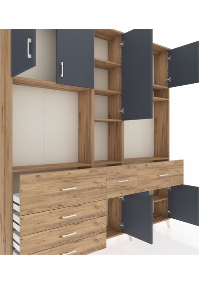 Arges Dolap 10 Raflı 6 Çekmeceli 8 Kapaklı 220x30x243 Çam-antrasit/çam Antrasıt/atlas Çam Arges Dolap 10 Raflı 6 Çekmeceli 8 Kapaklı 220x30x243 Çam-antrasit/çam Antrasıt/atlas Çam