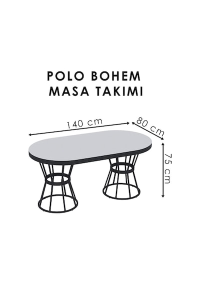 Polo Bohem Mutfak Masası Takımı Oval Masa 4-6 Kişilik Bej Krem Polo Bohem Mutfak Masası Takımı Oval Masa 4-6 Kişilik Bej Krem
