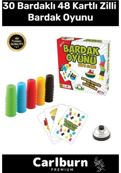 Premium Eğlenceli Özel Gün Renkli Büyük Karton Bira Kupası 30 Bardaklı 48 Kartlı Zilli Oyun Bardağı