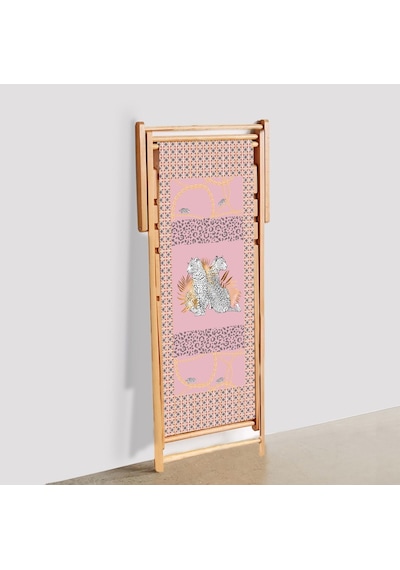 Bluehomeconcept Adawall Pembe Leopar Tasarımlı Katlanabilir Şezlong