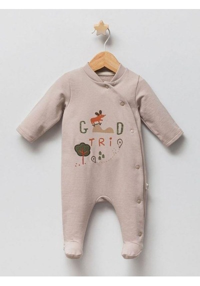 Tongs Baby Erkek Bebek Öncen Çıtçıt Kapamalı Patikli Tulum-14941 Taş