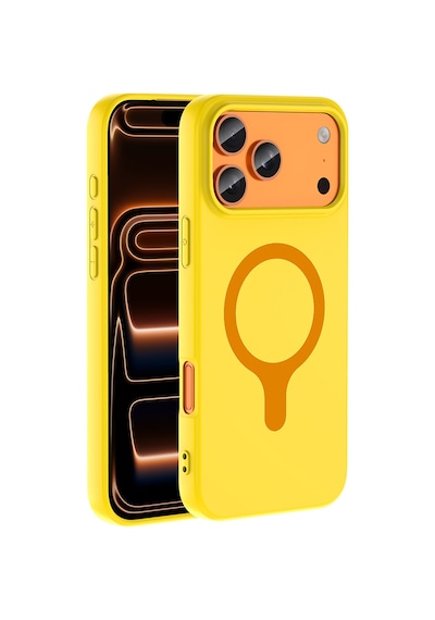 Maks Technology iPhone Uyumlu 17 Pro Max Kılıf M-safe Şarj Özellikli Mkst Aris Silikon Kapak - Sarı