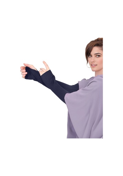 Sonbaharmoda Parmak Geçmeli Penye Esnek Likralı Kolluk 1 Çift Lacivert