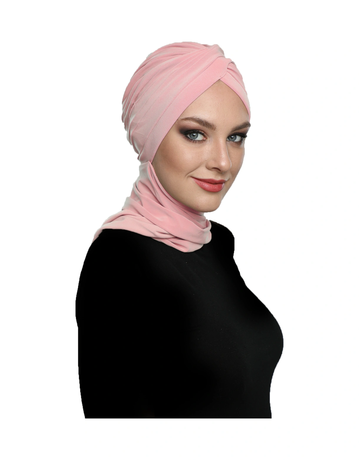 Elysianfidan Çapraz W Atkılı Pudra Hazır Türban Tesettür Bone Pudra