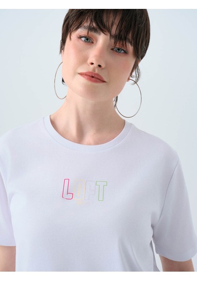 Loft Regular Fit Beyaz Kadın T-shirt Lf2038993 Beyaz