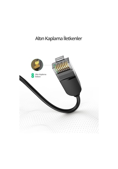 Ugreen Cat6a Slim 10 Gbps Ethernet Kablosu 5 Metre, Siyah, 70654