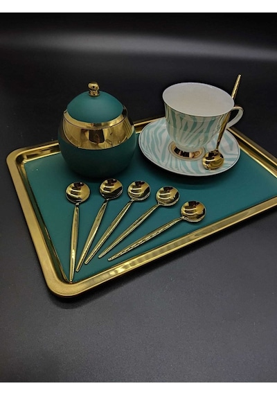 Ikon Titanyum Gold 6 Adet Çay - Kahve  Kaşık Gri